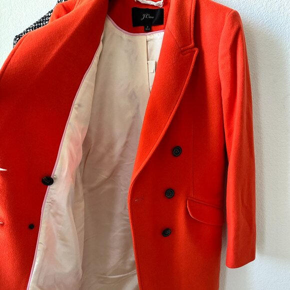 J. Crew Orange Double-breasted Topcoat Coat Size 2 - Picture 10 of 14